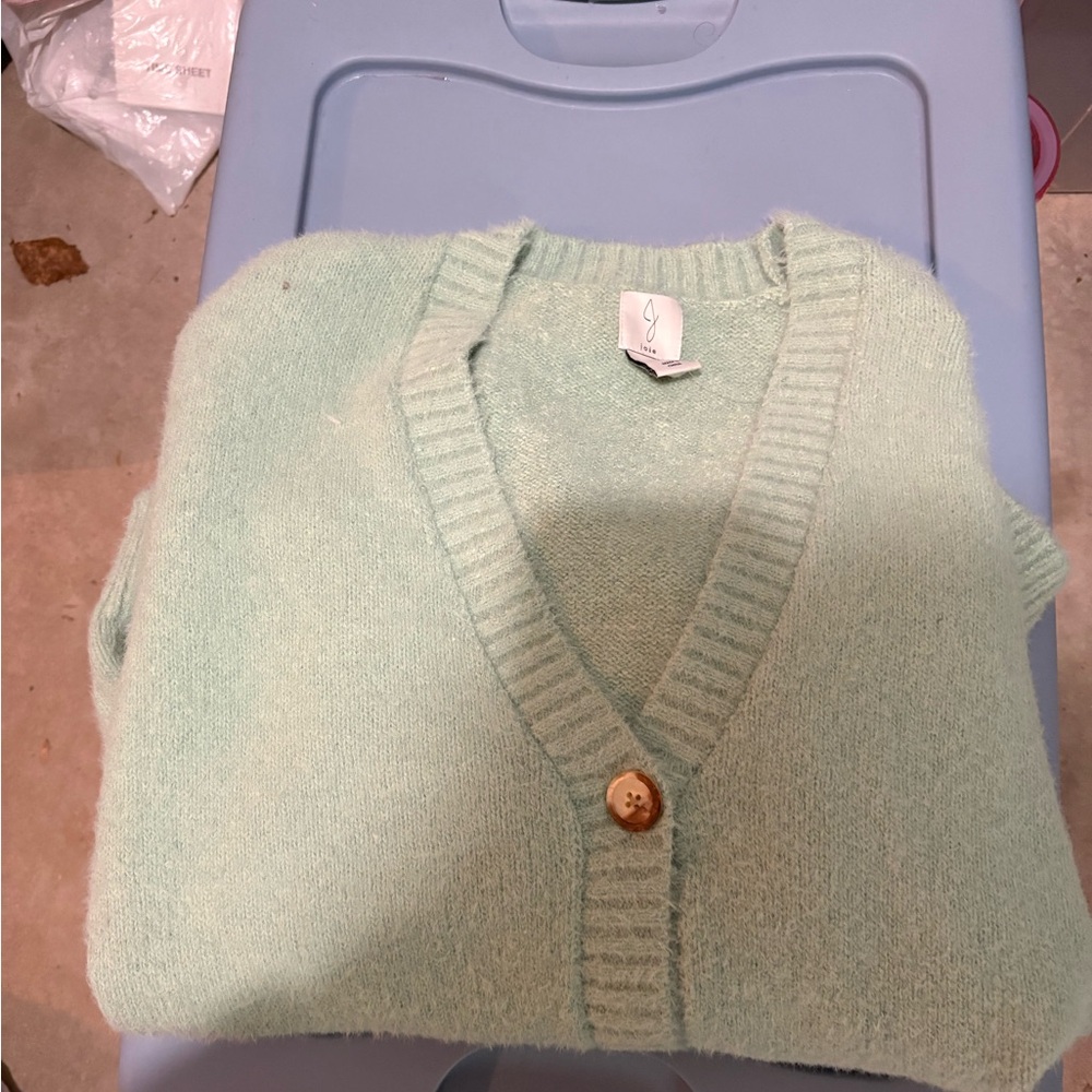 Joie Green Cardigan Sweater Classic Knit